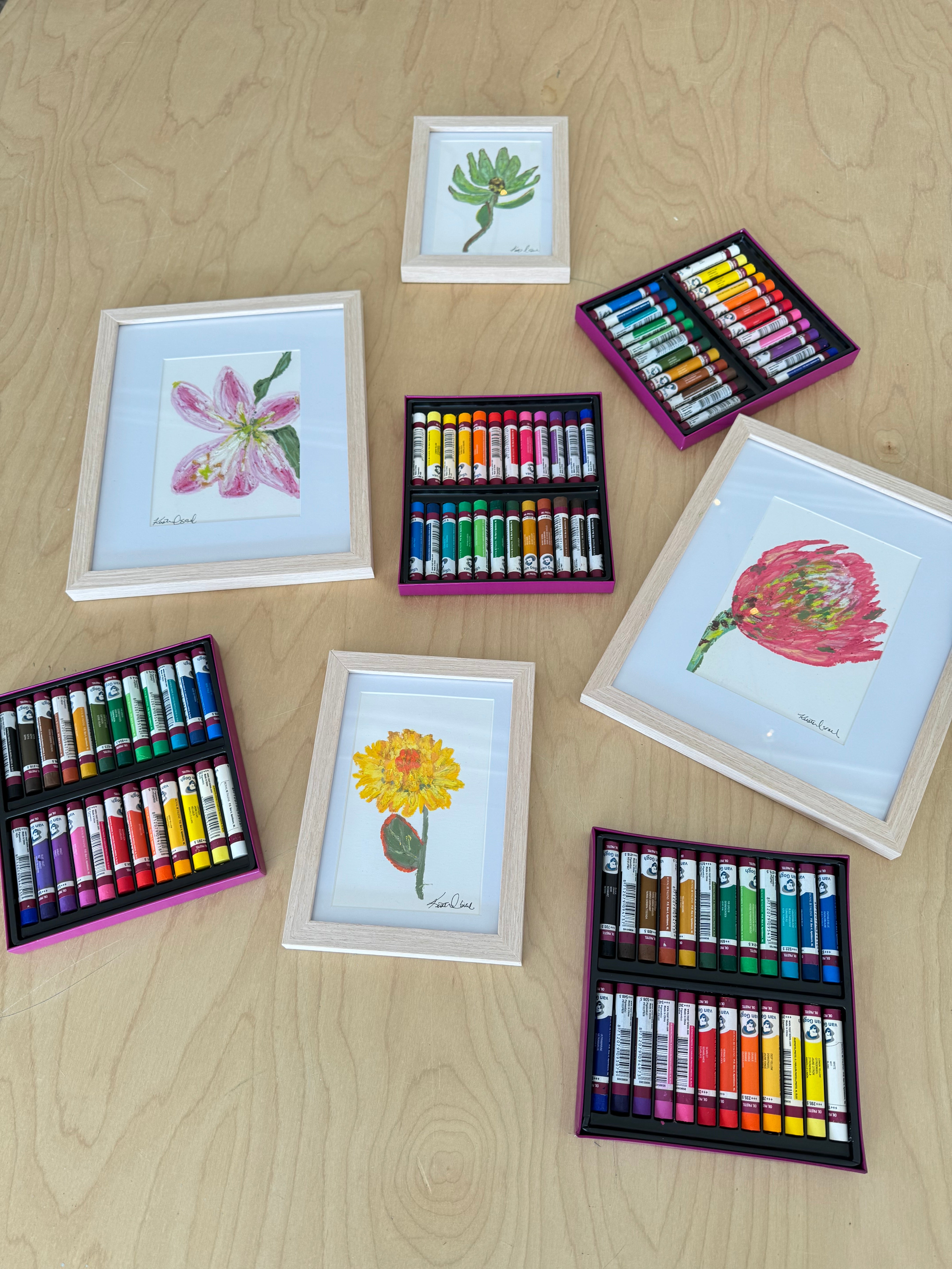 MAR 30th IN-PERSON - Framed Oil Pastel Flower Drawing with Kirsten Israel