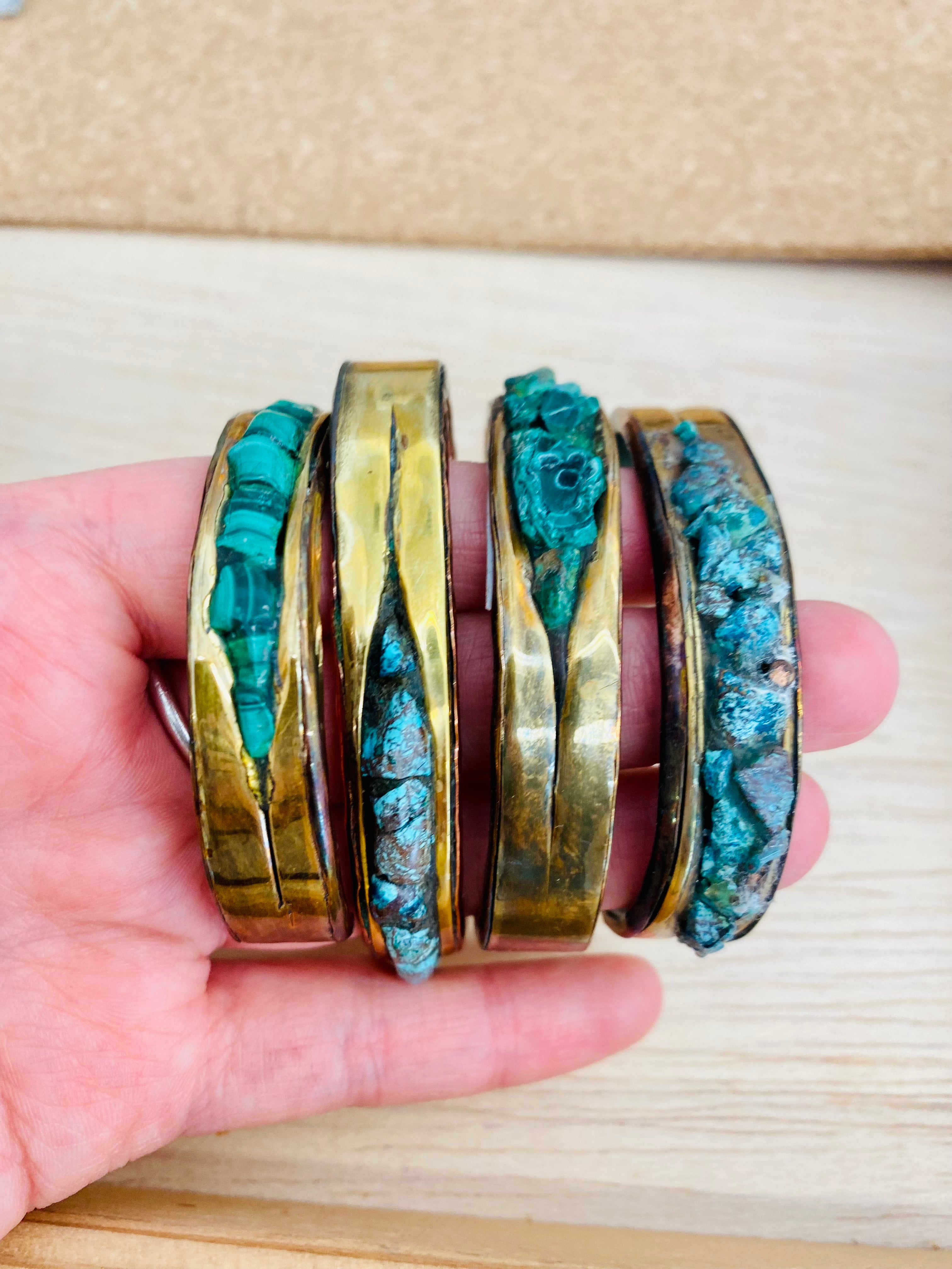 Brass & Malachite bracelet by John Meyer