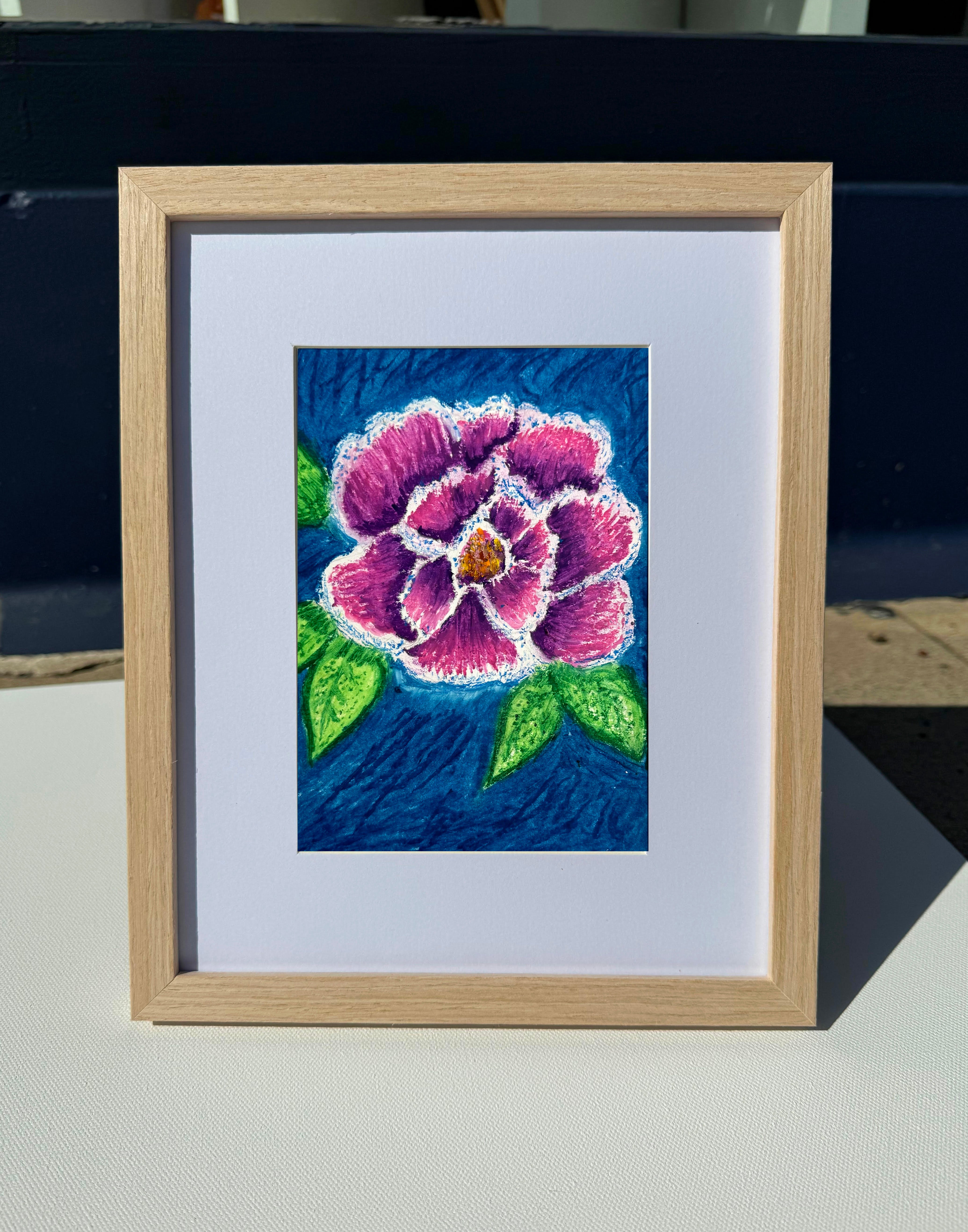 MAY 15th IN-PERSON - Framed Oil Pastel Flower Drawing with Kirsten Israel