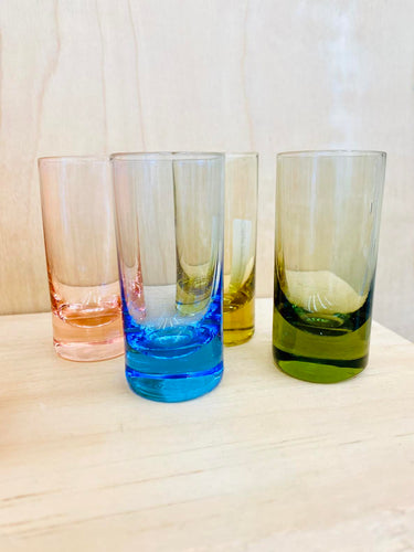 Set of 4 Vintage Multi Color Shot Glasses