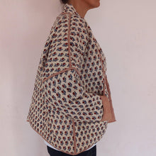 Load image into Gallery viewer, Kimono Jacket Block Print Reversible Quilted Floral Cotton