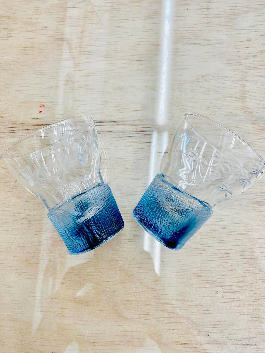 Pair of Etched Sake Glasses