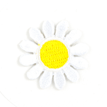 Load image into Gallery viewer, White Daisy Embroidered Sticker Patch: 1&quot; x 1&quot;
