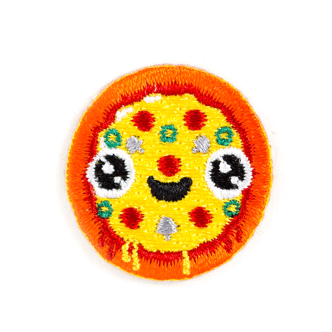 Pizza Face Embroidered Sticker Patch: 1