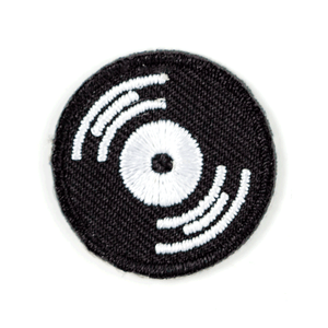 Record Embroidered Sticker Patch: 1" x 1"