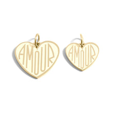 Load image into Gallery viewer, 18K Gold PVD Stainless Steel "Amour" Heart Charm: Gold / 15mm - These Hands Makers Collective