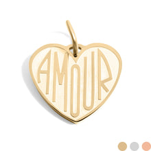 Load image into Gallery viewer, 18K Gold PVD Stainless Steel "Amour" Heart Charm: Gold / 15mm - These Hands Makers Collective