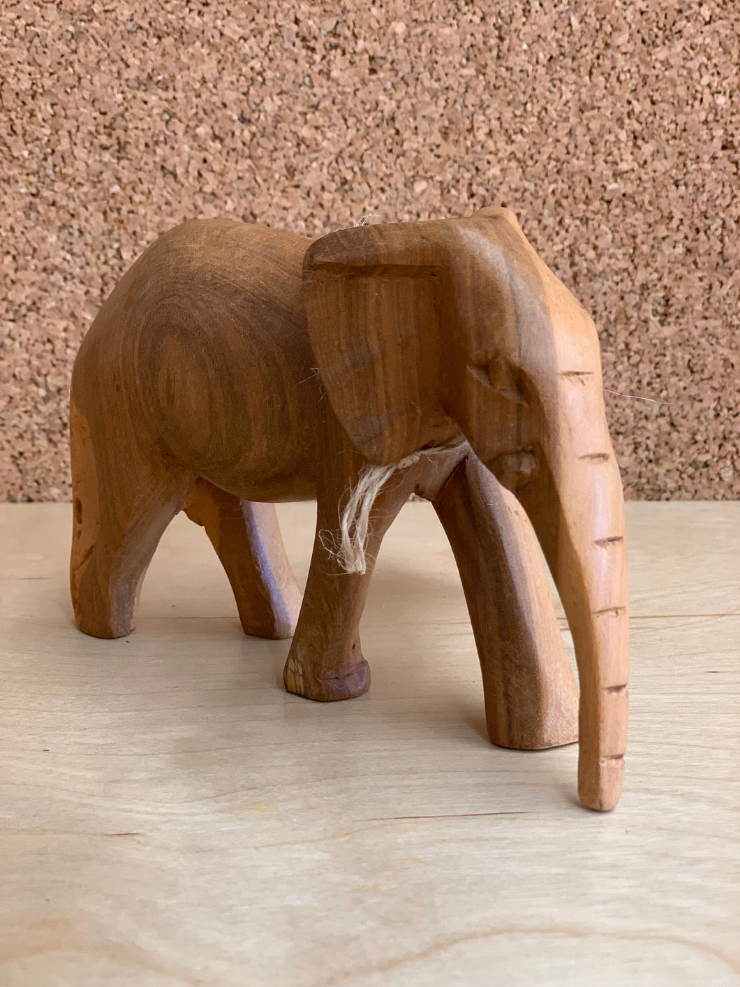 Vintage Hand Carved Wood Elephant
