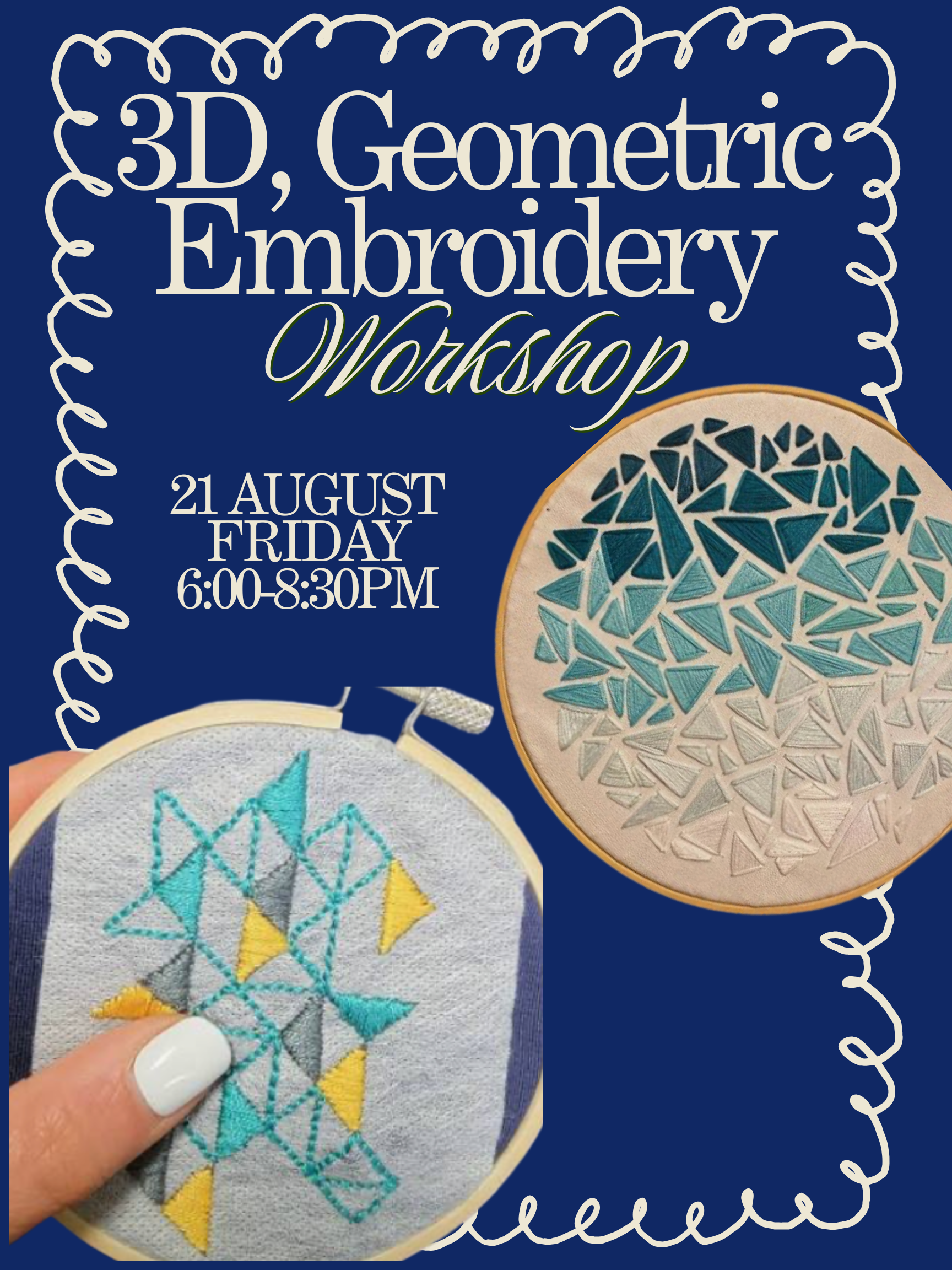 AUG 21st- 3D, Geometric Embroidery Workshop (Intermediate)