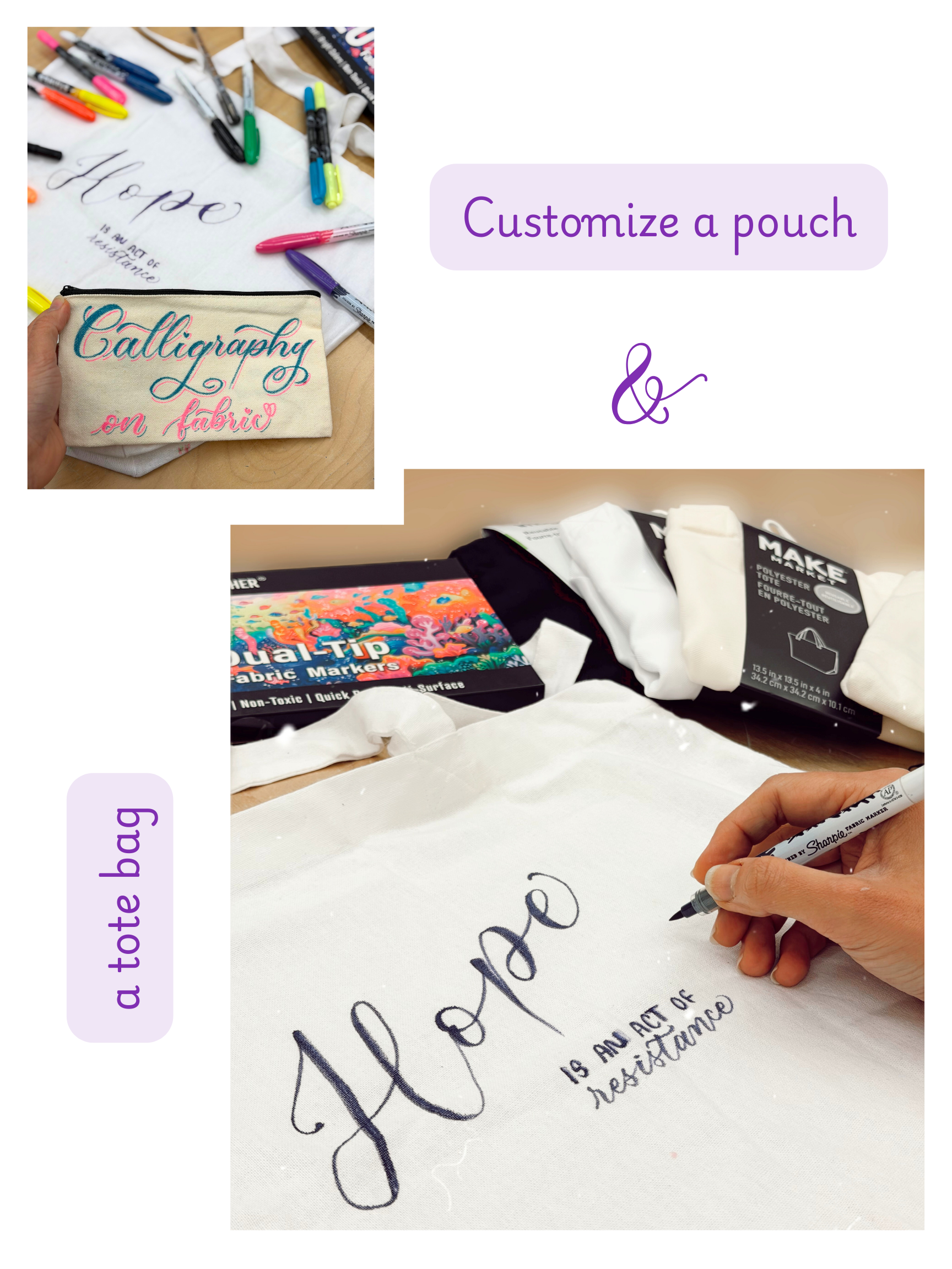 FEB 28th IN-PERSON - Calligraphy Club - Fabric Project edition