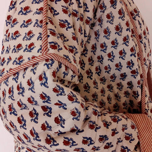 Kimono Jacket Block Print Reversible Quilted Floral Cotton