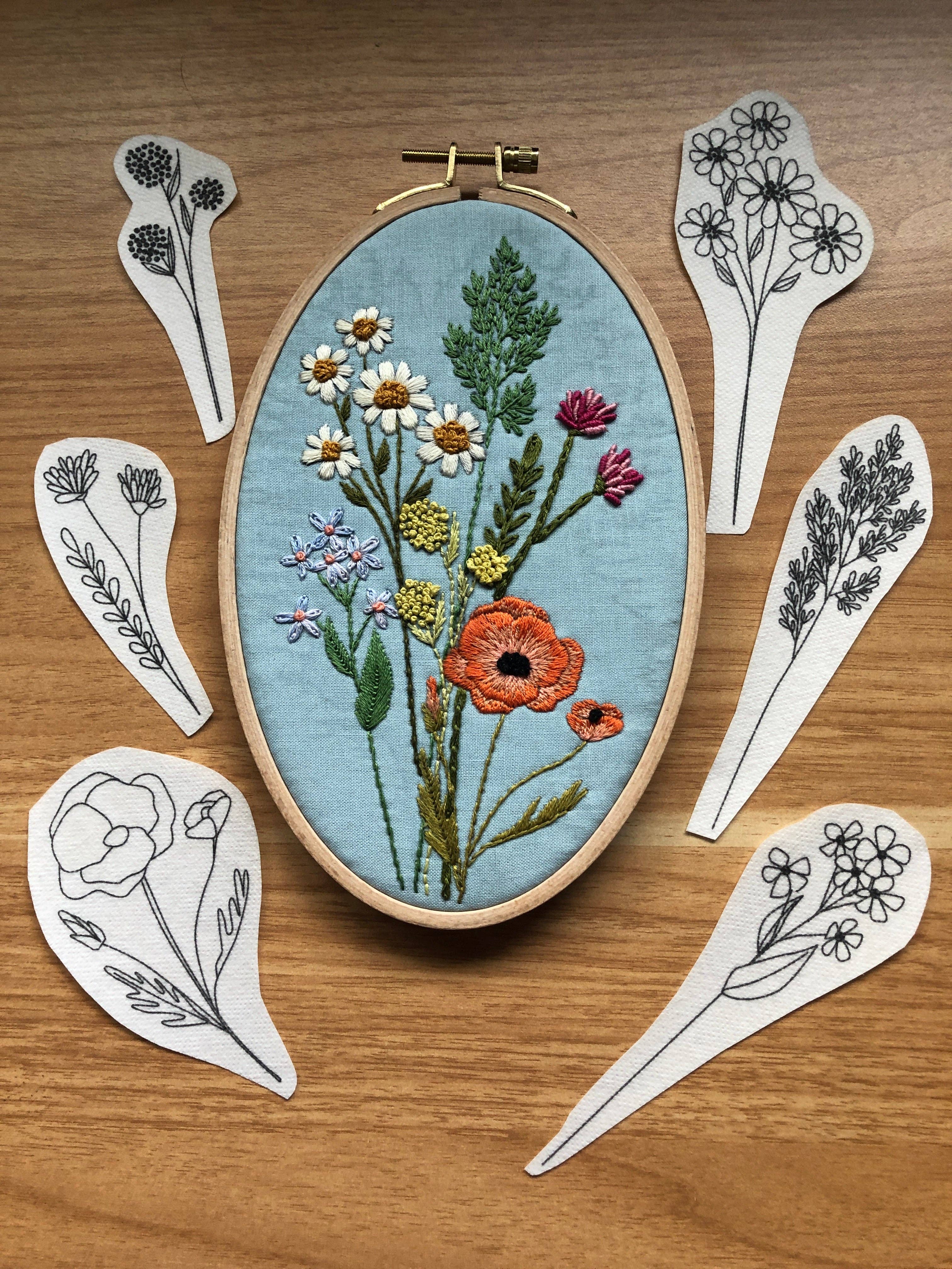 Wildflower Stems Embroidery - Peel Stick & Stitch Patterns