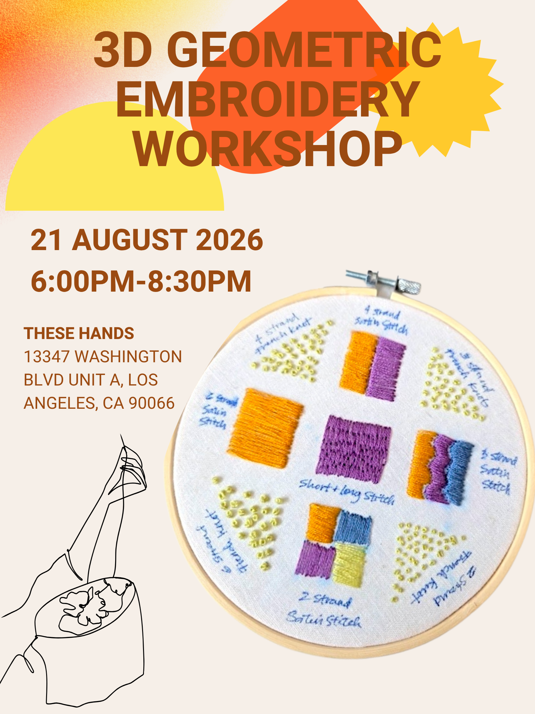 AUG 21st- 3D Geometric Embroidery Workshop (Intermediate)