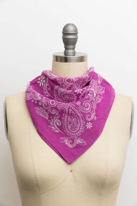 Paisley Floral Patterned Bandana: Beige