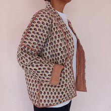 Load image into Gallery viewer, Kimono Jacket Block Print Reversible Quilted Floral Cotton
