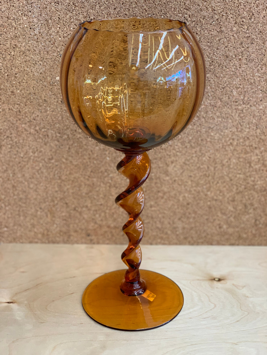 Vintage Large Tall Stemmed Gold Glass Goblet