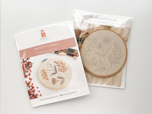 Floral Embroidery DIY Kit, modern embroidery craft kit