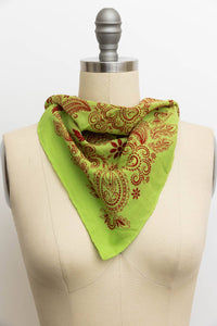 Paisley Floral Patterned Bandana: Beige