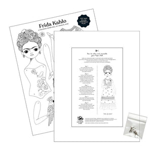 FRIDA KAHLO PAPER DOLL COLORING SHEET