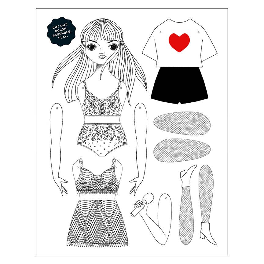 TAYLOR SWIFT COLORING PAPER DOLL SET