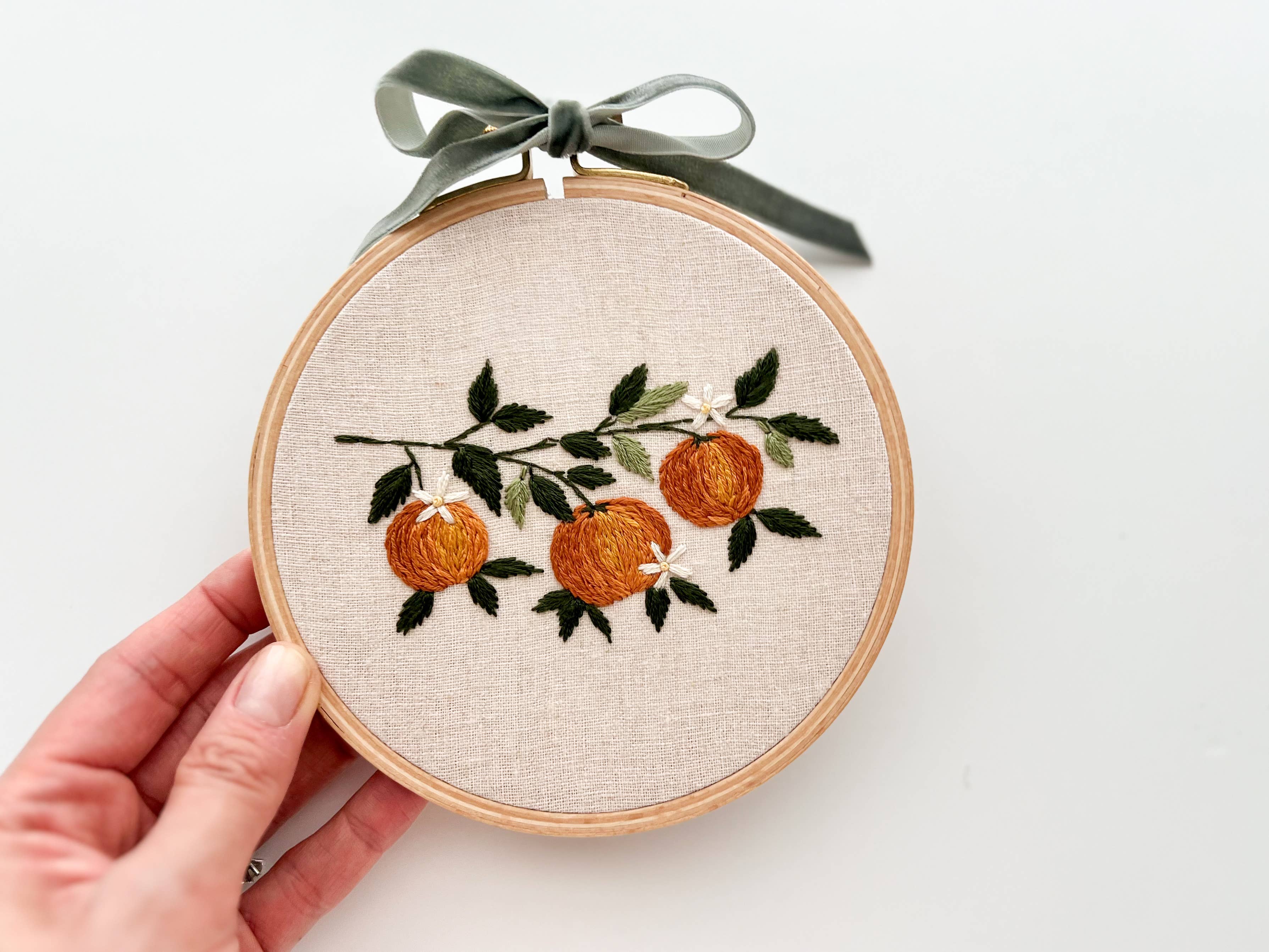 Orange Branch embroidery DIY kit, beginner embroidery kit