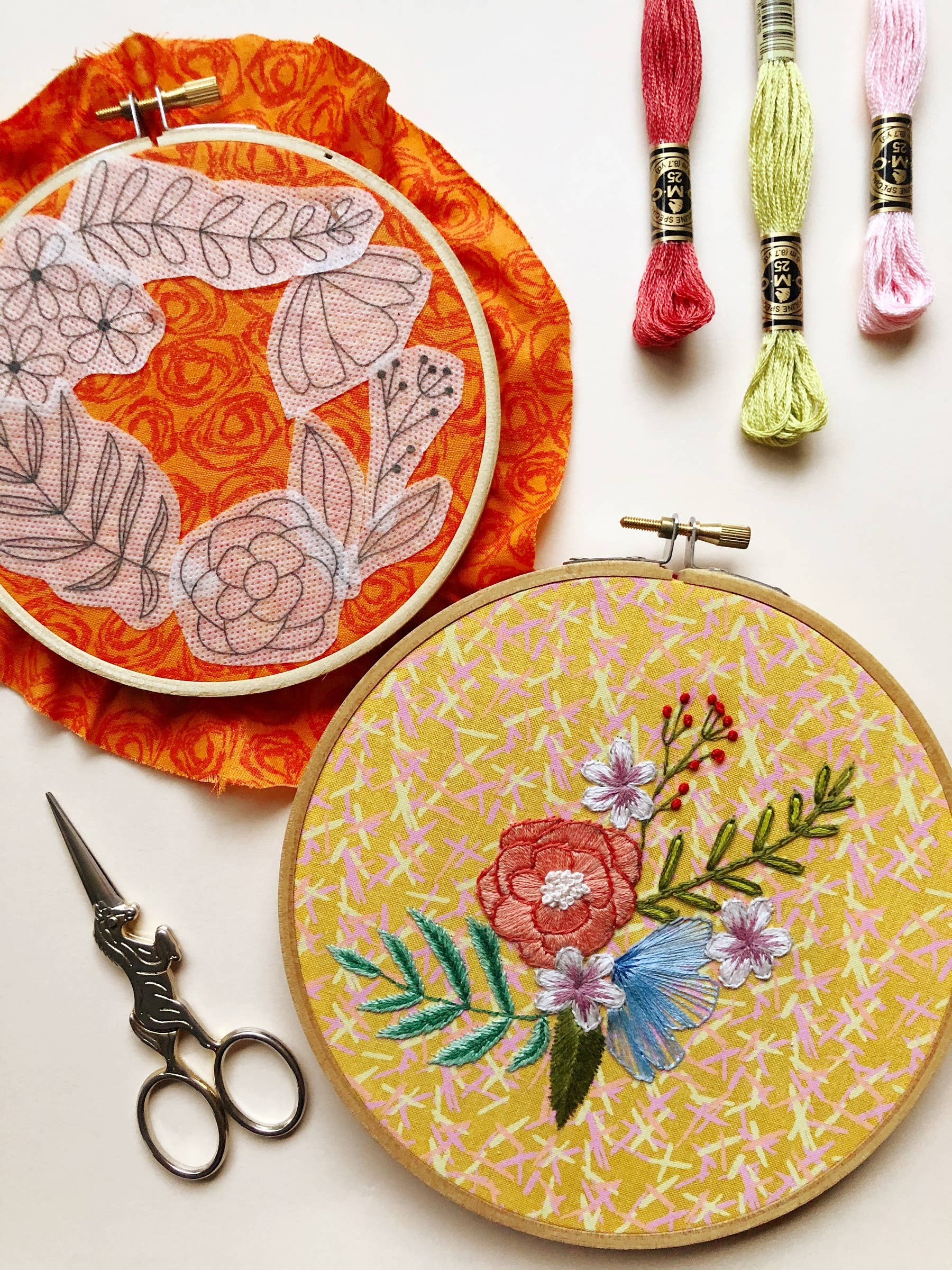 Florals Hand Embroidery - Peel Stick & Stitch Patterns