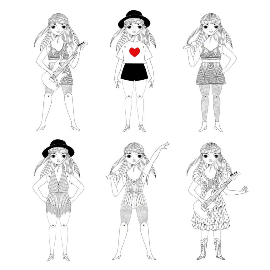 TAYLOR SWIFT COLORING PAPER DOLL SET