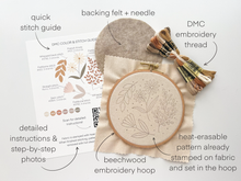 Load image into Gallery viewer, Floral Embroidery DIY Kit, modern embroidery craft kit