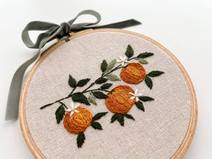 Orange Branch embroidery DIY kit, beginner embroidery kit