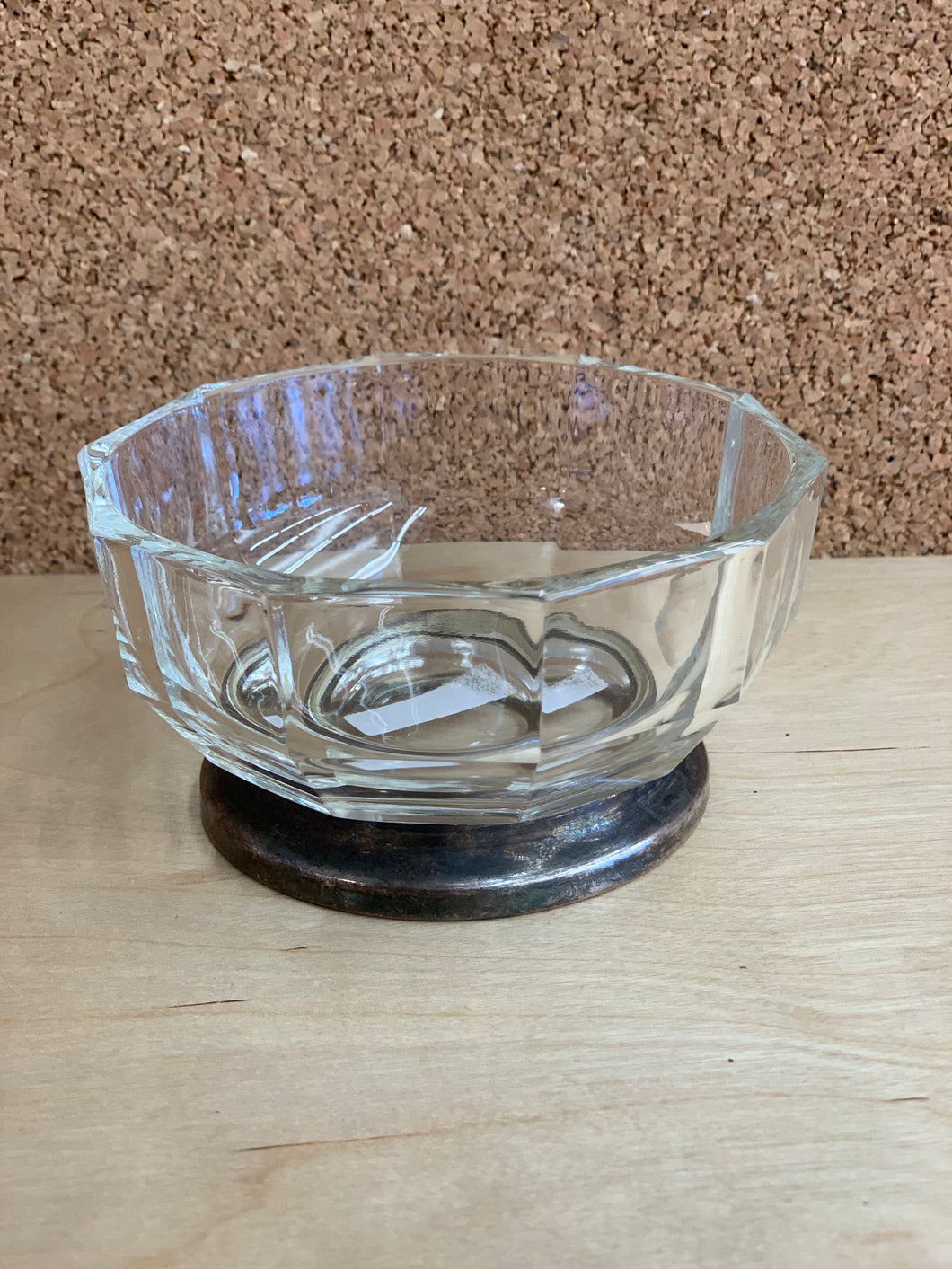 Vintage Silver Btm Small Glass Bowl