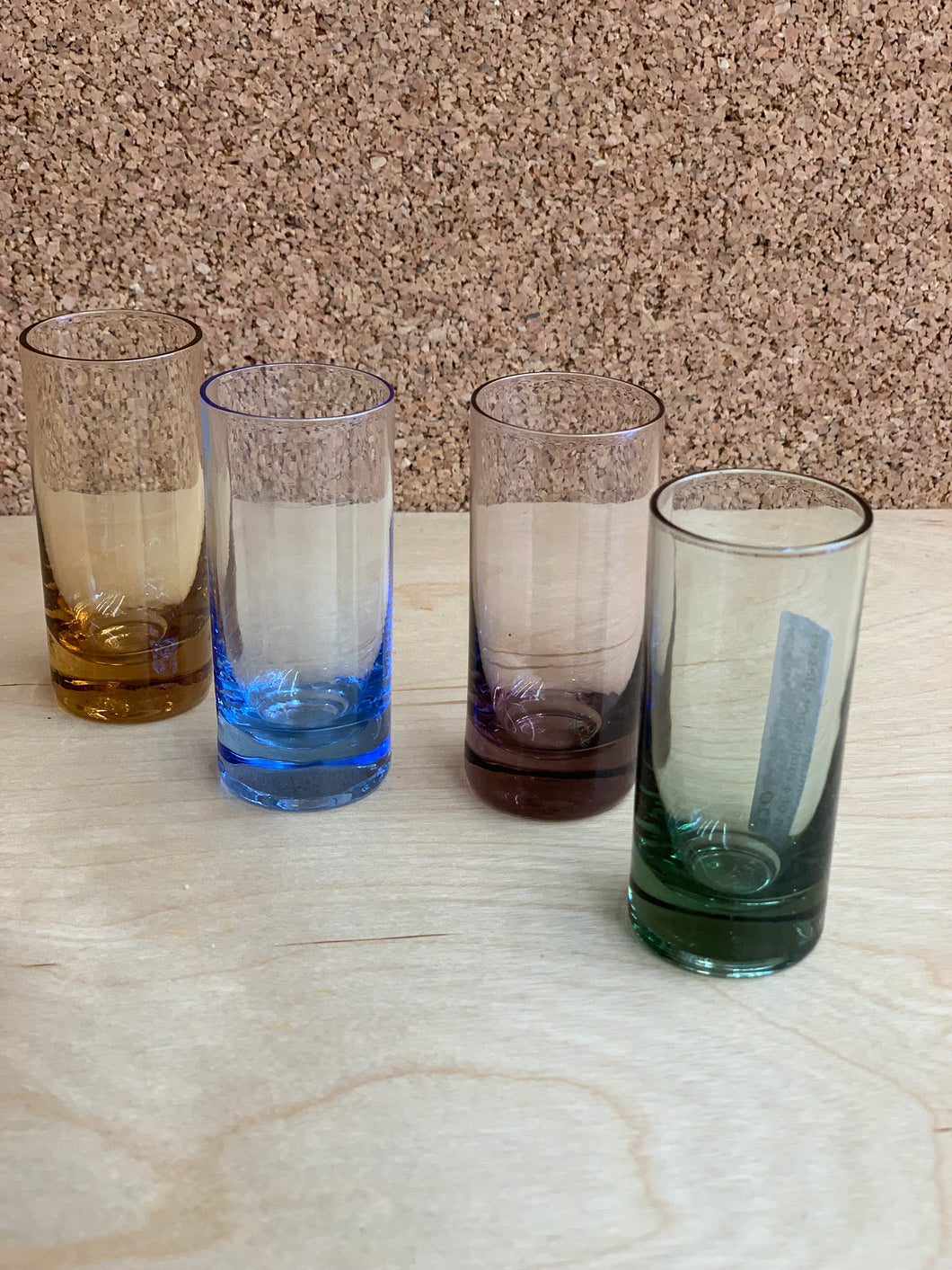 Set of Four Vintage Multi Colored Shot Glasses