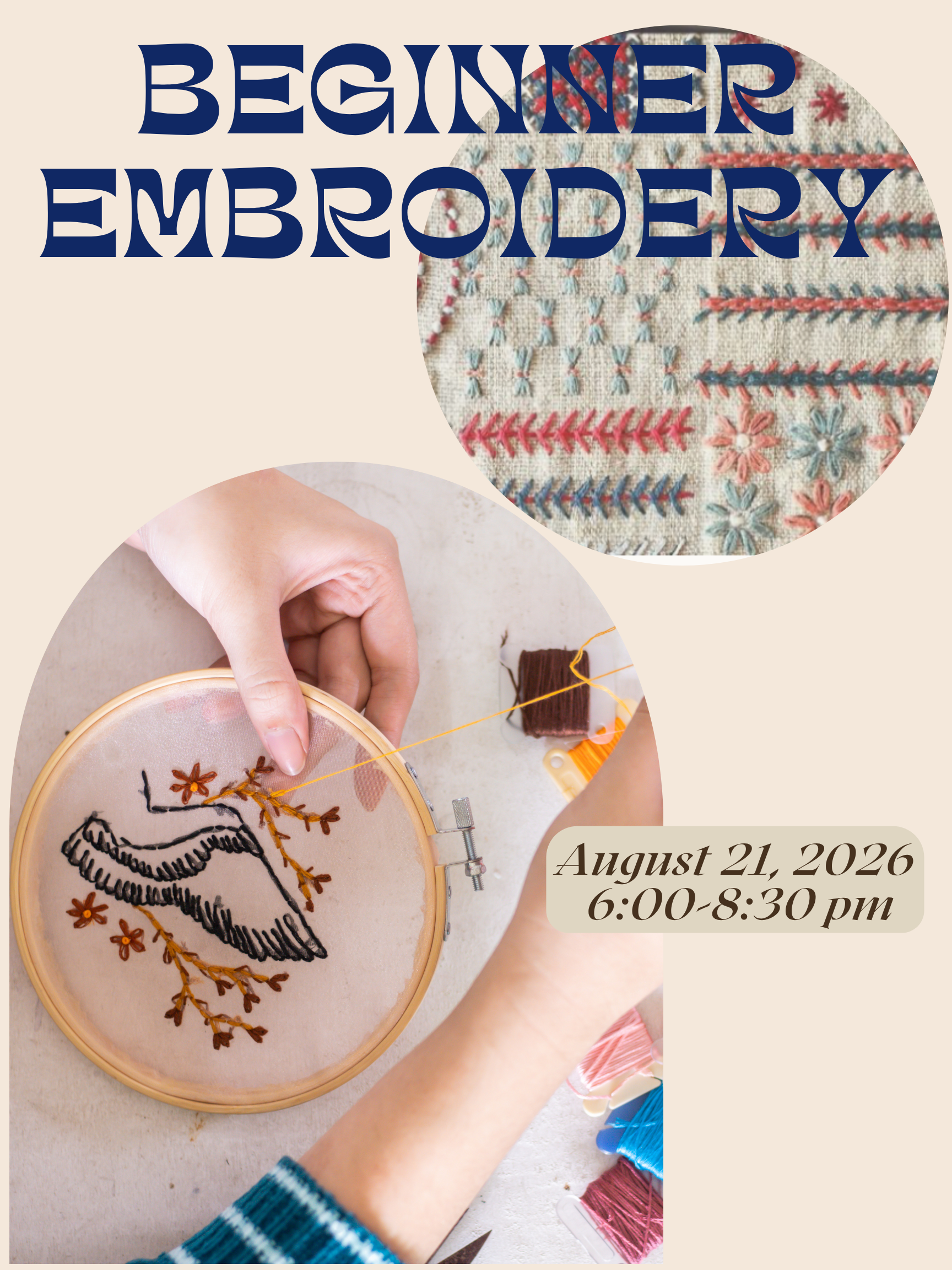 AUG 21st- Beginner Embroidery