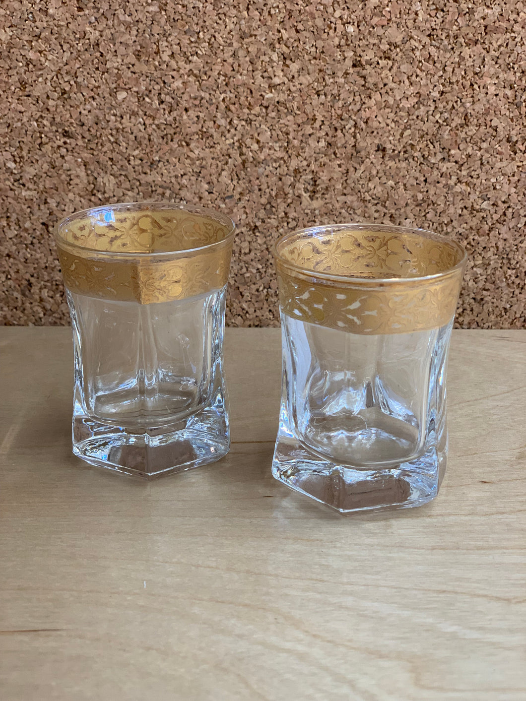 Pair of Vintage Gold Trim Shot Glasses