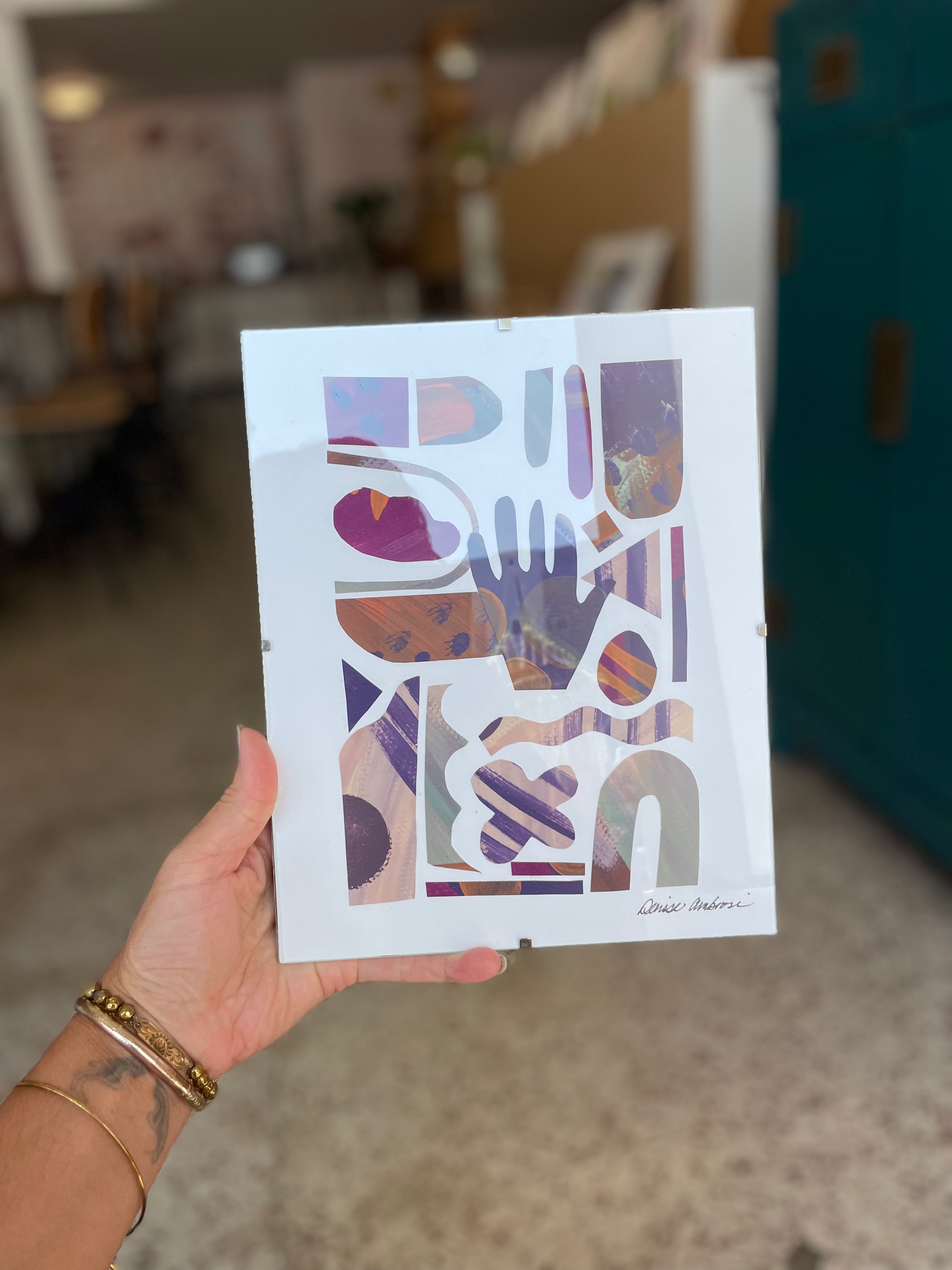 “Handmade Language” Original Framed Collage by Denise Ambrosi