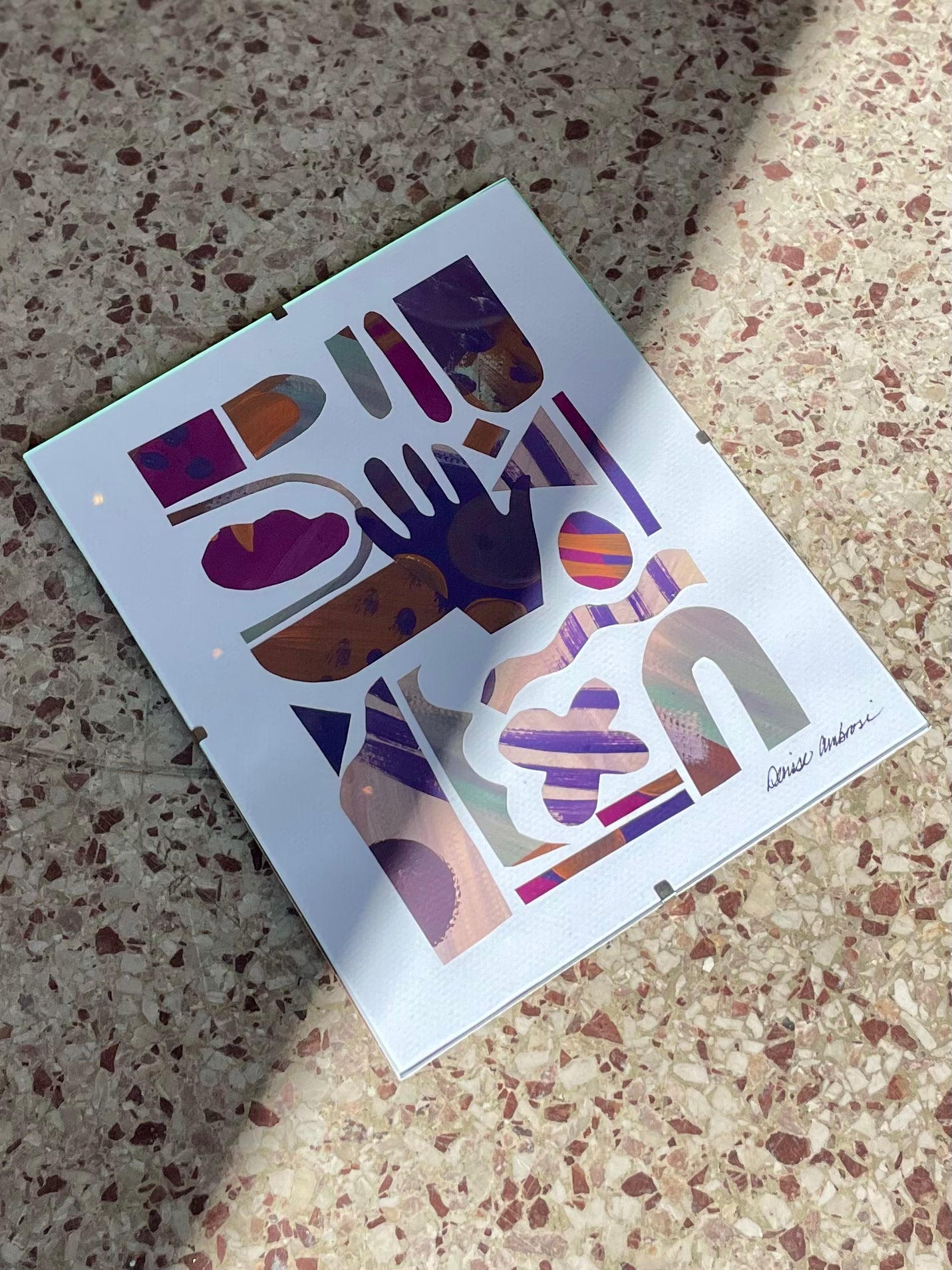 “Handmade Language” Original Framed Collage by Denise Ambrosi