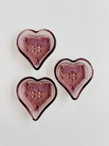 Vintage Purple Glass Heart Trinket Tray