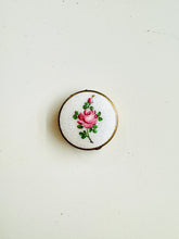 Load image into Gallery viewer, Vintage Brass Compact Case with Painted Rose