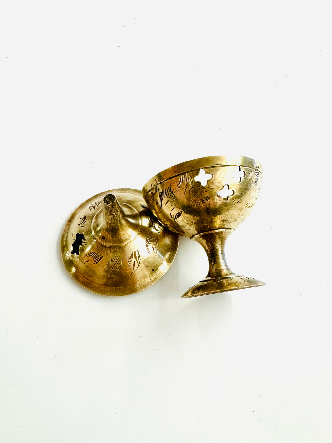 Vintage Small Brass Chalice Incense Burner