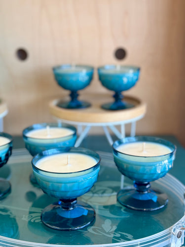 Vintage Blue Glass Candle