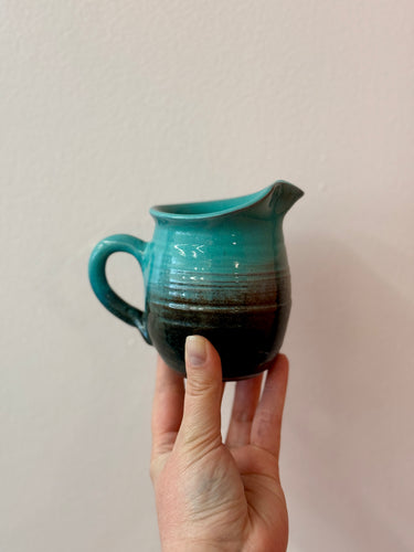 Vintage Ceramic Aqua Brown Creamer