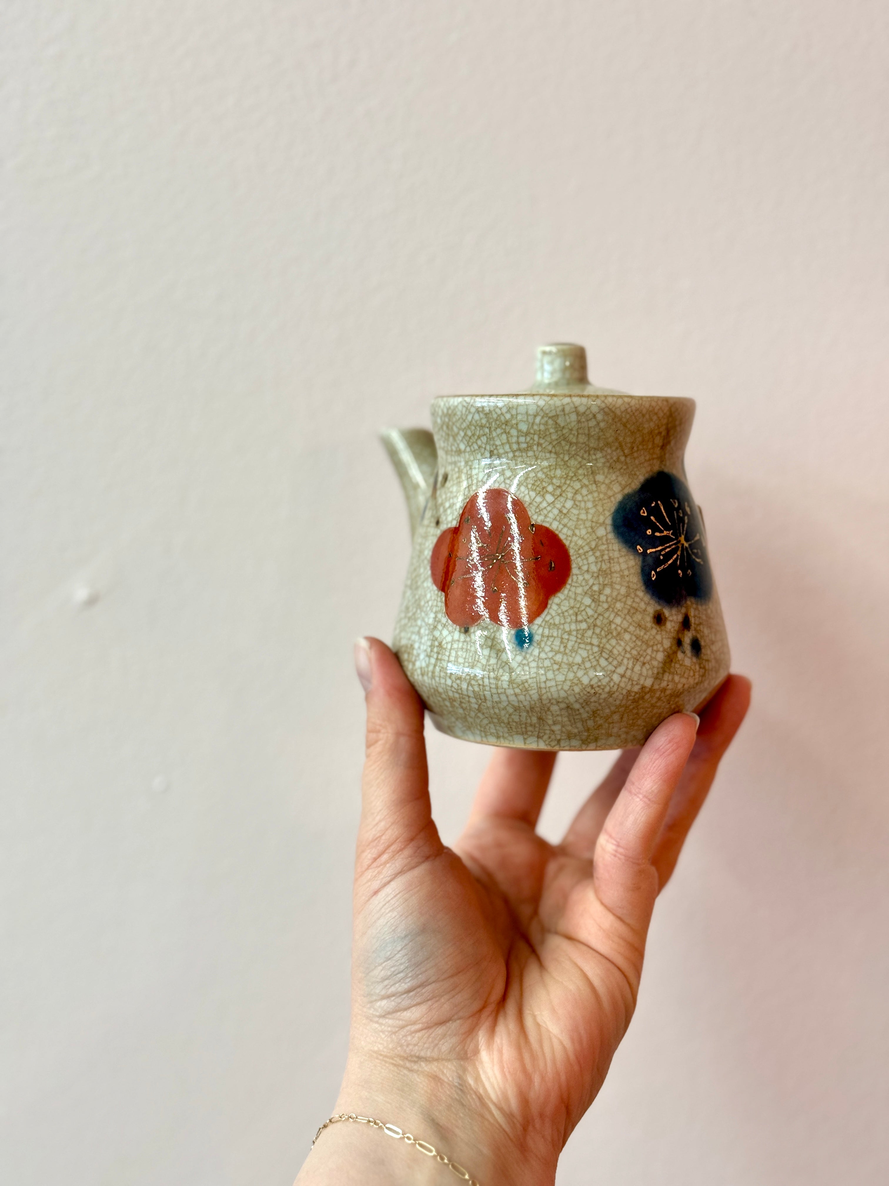 Vintage Soy Sauce Server With Blossoms