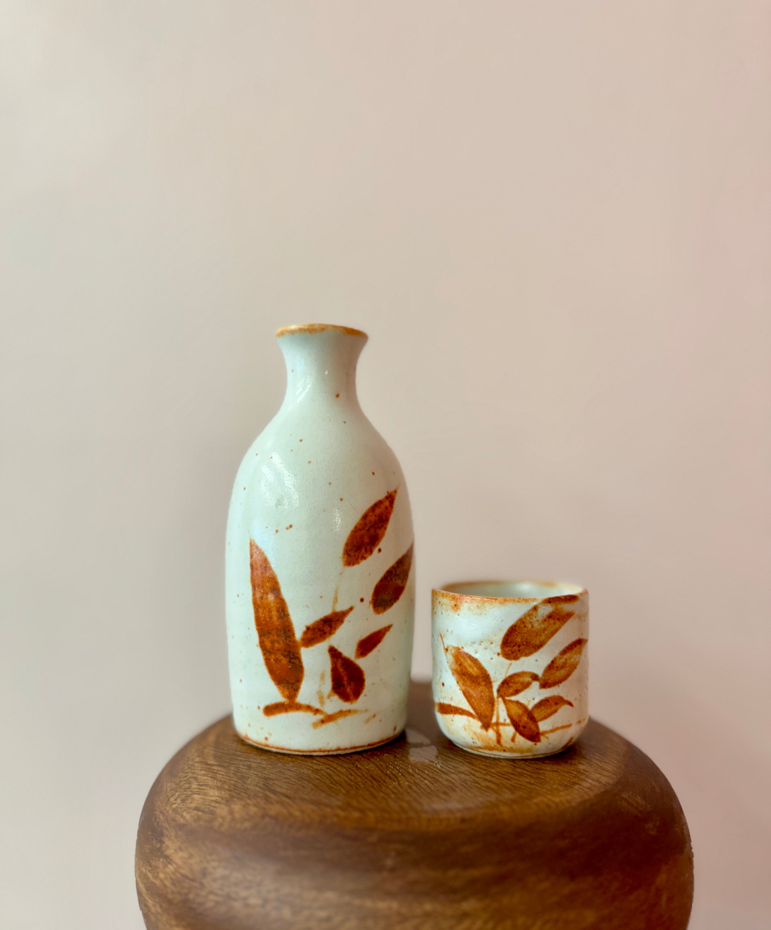 Vintage 2 Piece Raku Sake Set