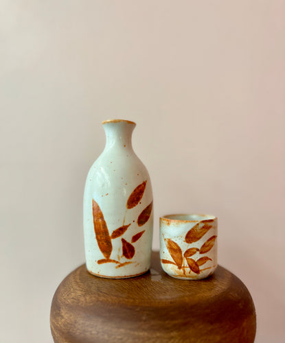 Vintage 2 Piece Raku Sake Set