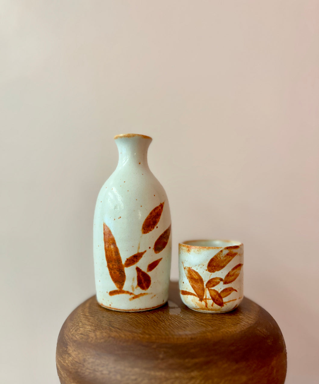 Vintage 2 Piece Raku Sake Set