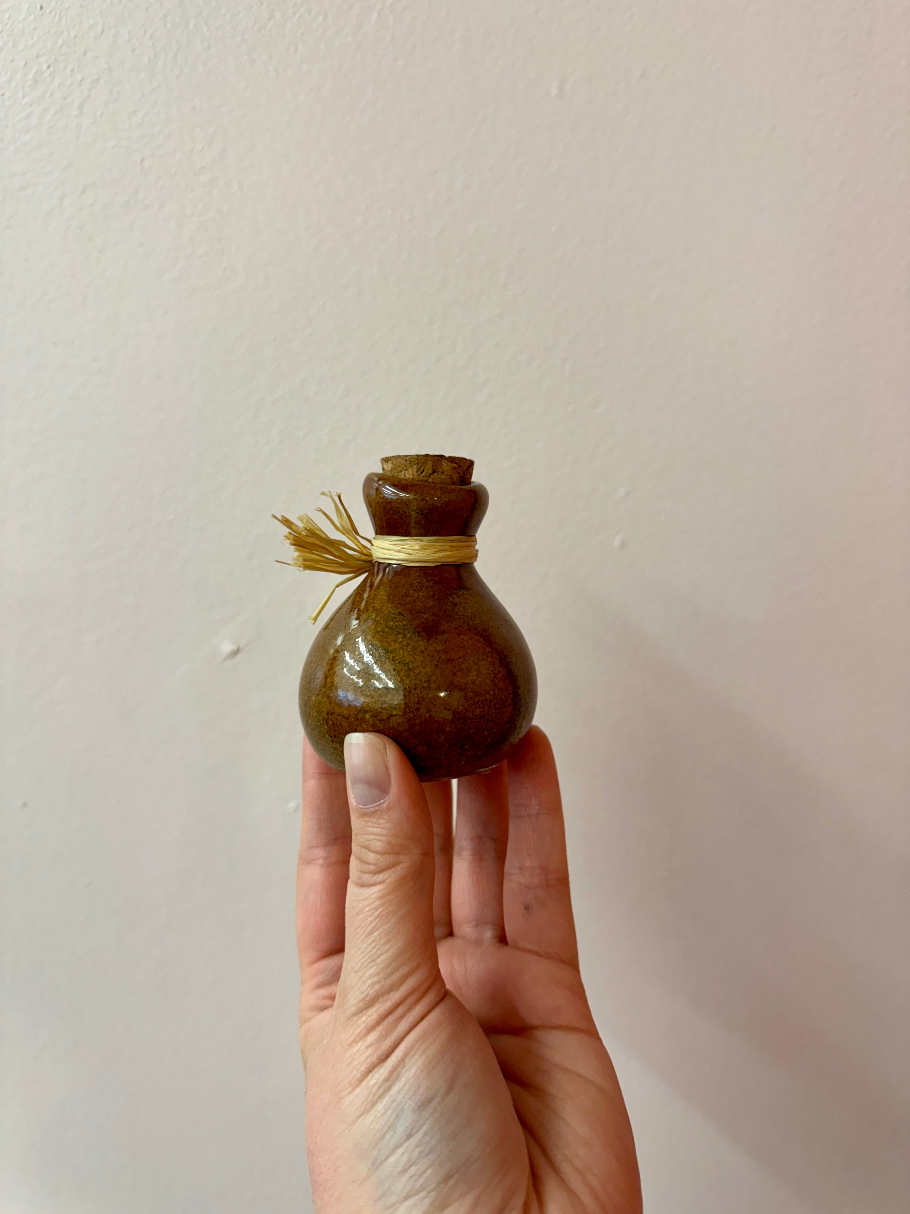 Vintage Tiny Corked Ceramic Pot