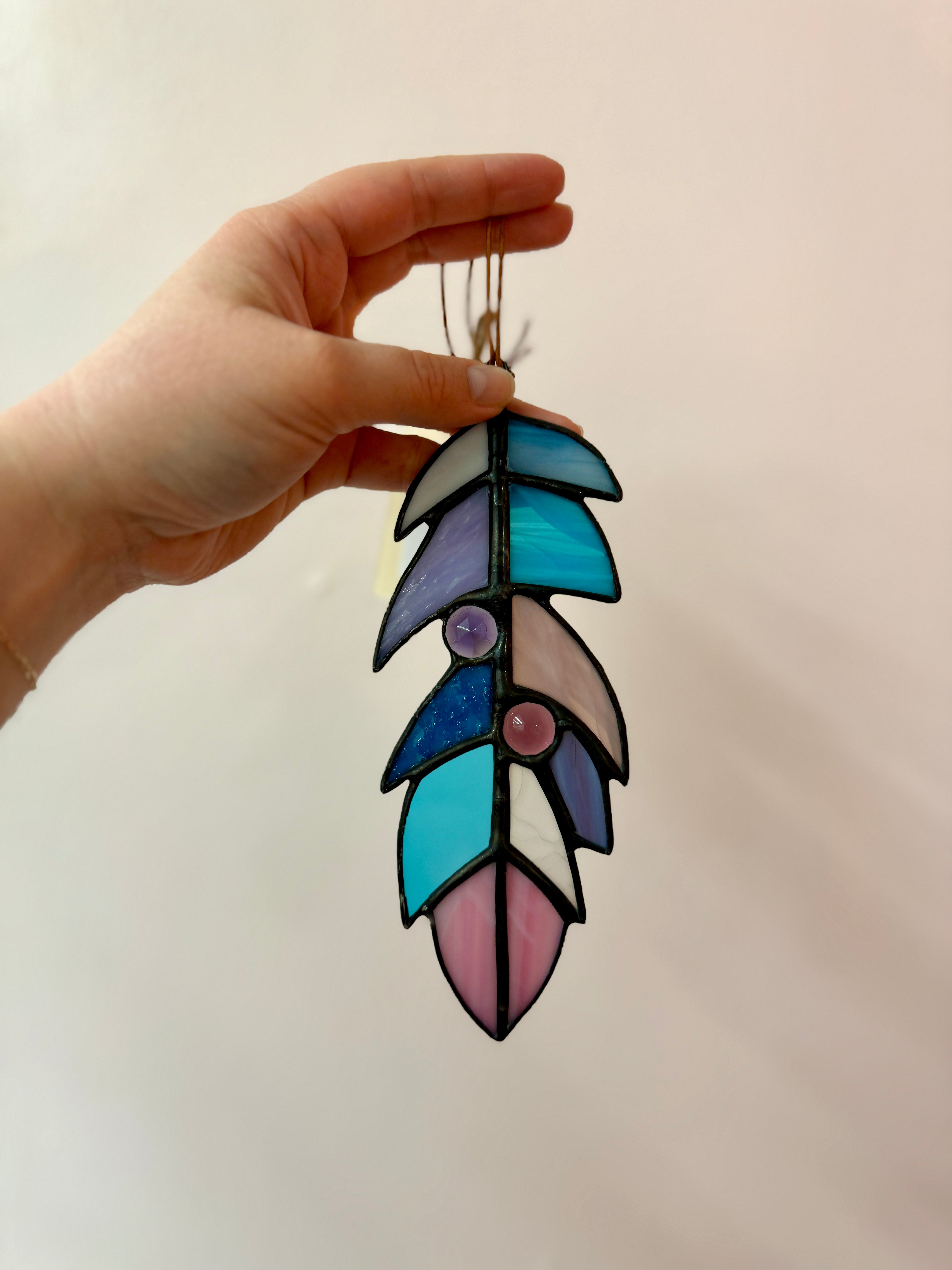 Vintage Stained Glass Feather