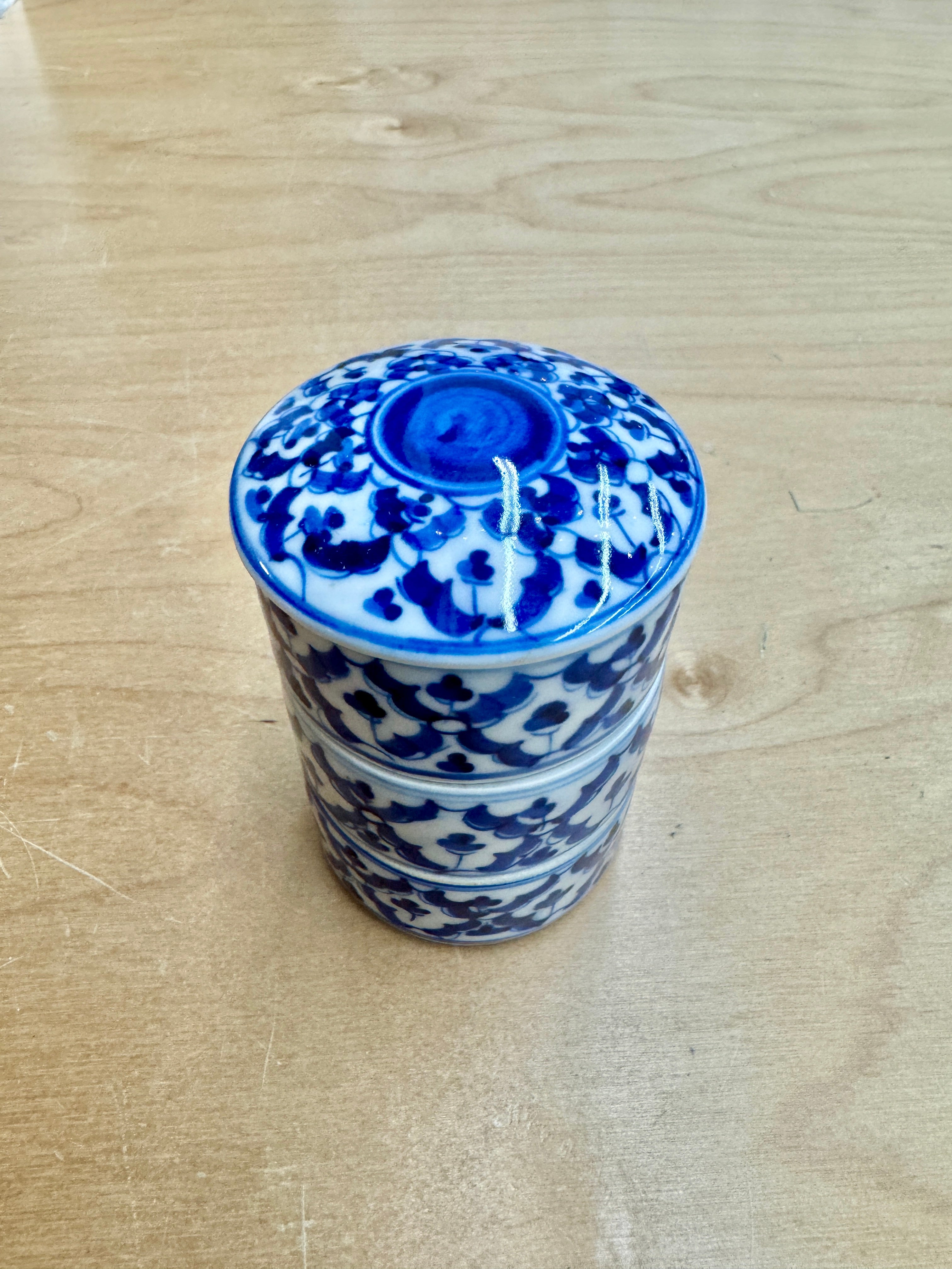 Set of 3 Vintage Jubako Porcelain Stacking Boxes