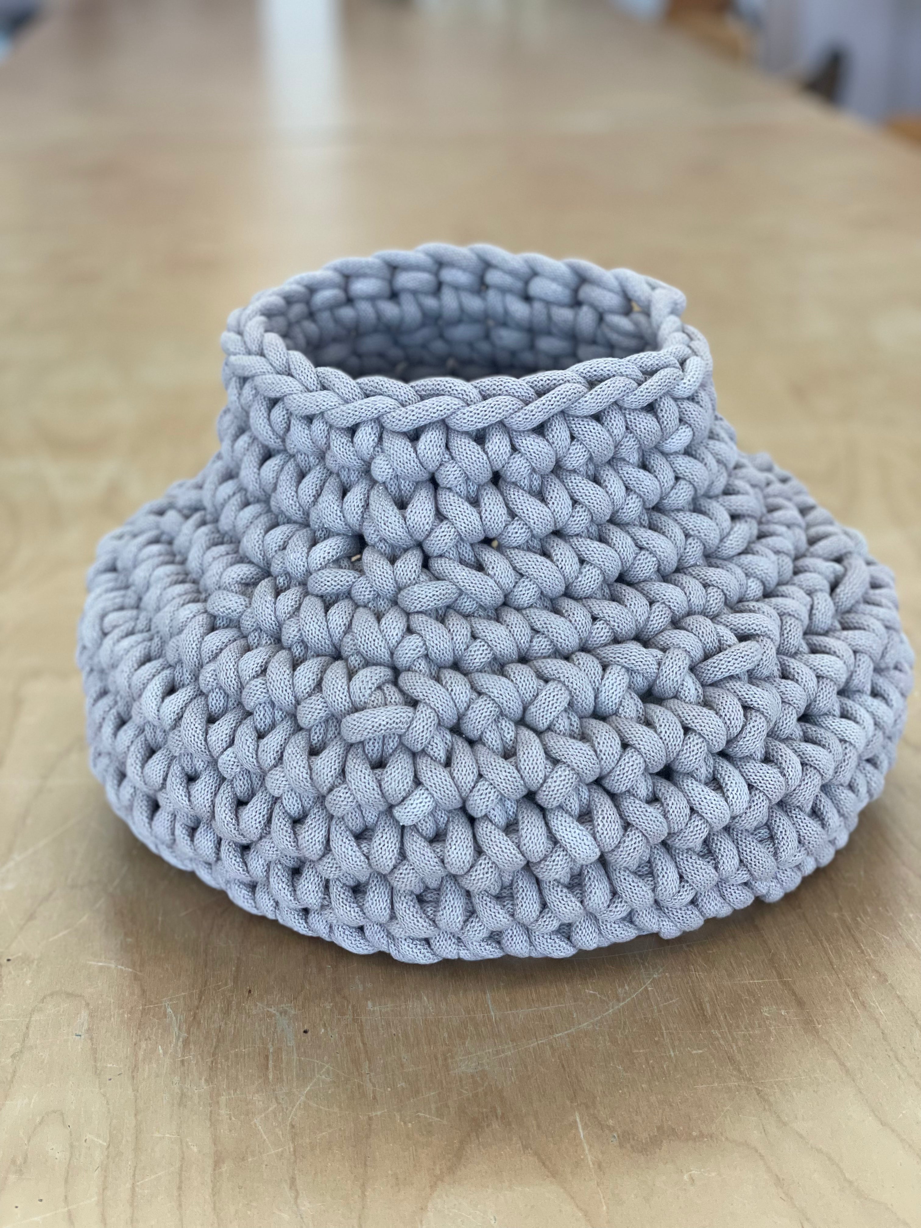 Chunky Crocheted Organic Vessel (Grey)