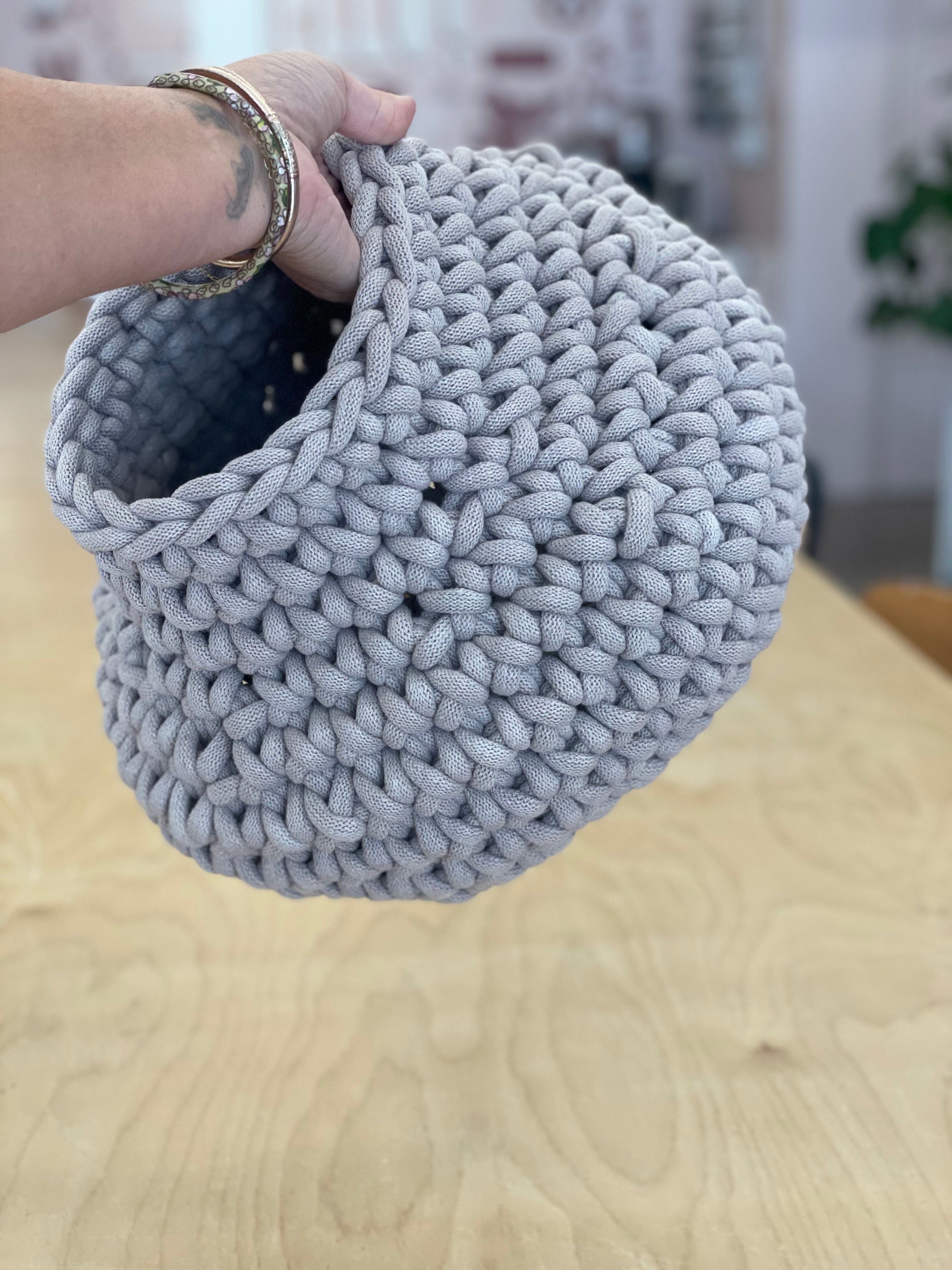 Chunky Crocheted Organic Vessel (Grey)