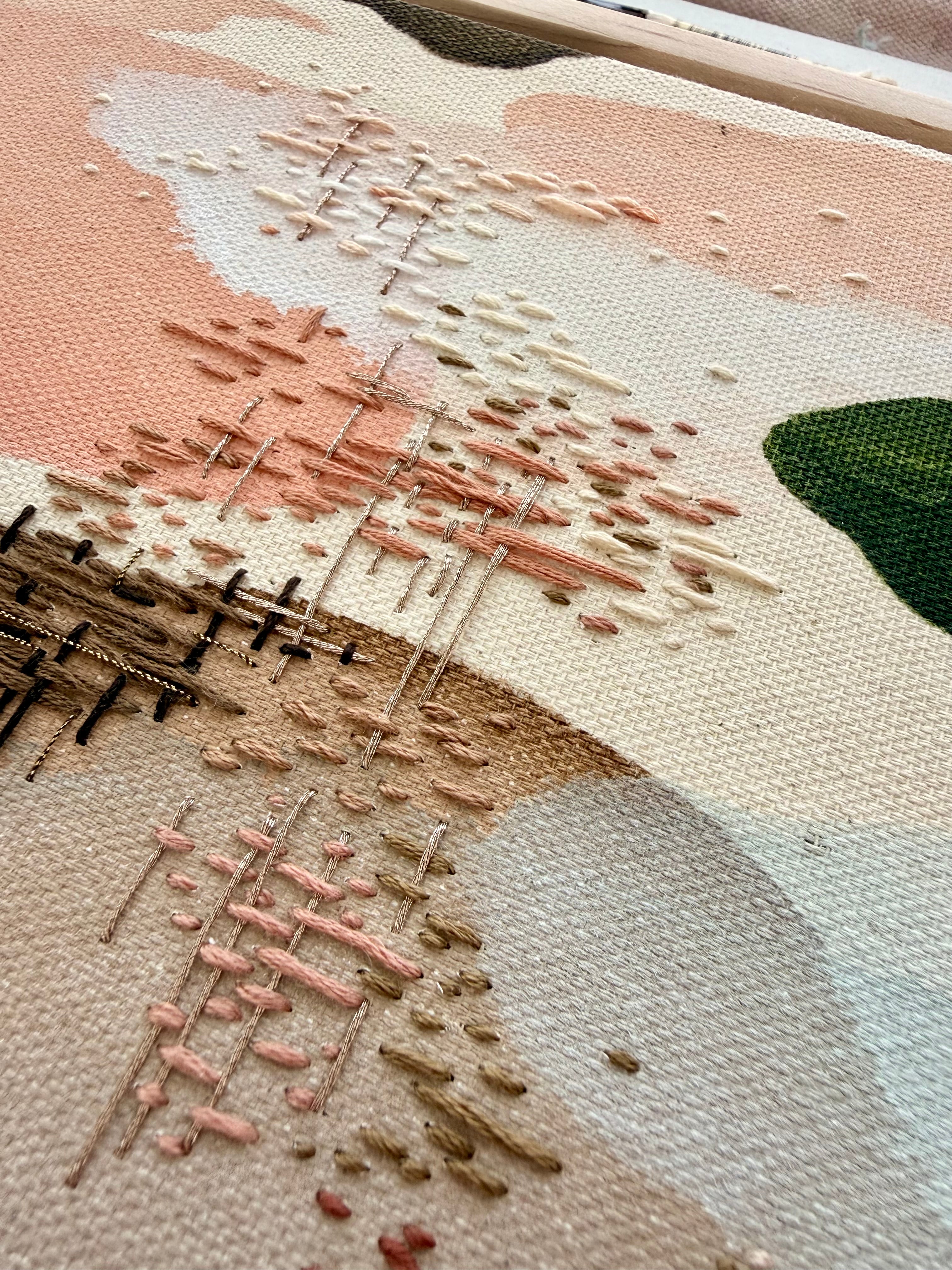 May 30th - Paint & Stitch on Raw Canvas with Mirina Moloney